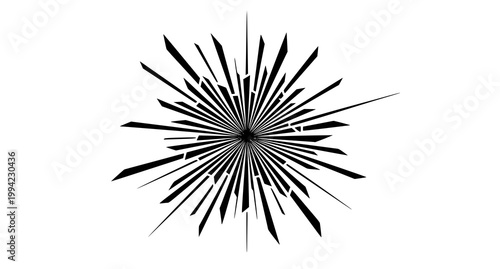 Abstract black burst a dynamic radial explosion of sharp jagged lines on a white background