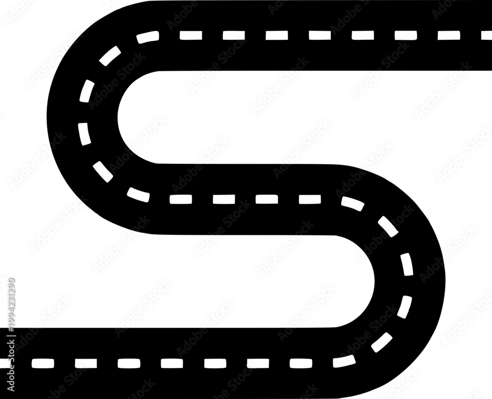 Fototapeta premium A winding road vector graphic on transparent background