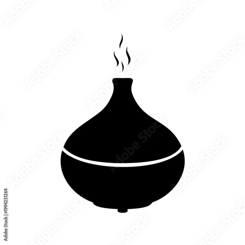 Aromatic mist diffuser emitting steam, simple vector icon in silhouette style