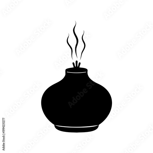 Simple black vector drawing of a diffuser with rising aroma in air