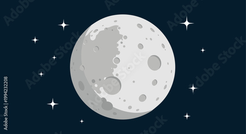 A simplified illustration depicts the moon with craters against a dark sky