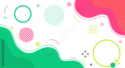 Abstract colorful shapes and patterns on a white background