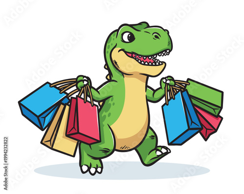 Dino is shopping and carrying a lot of shopping bags