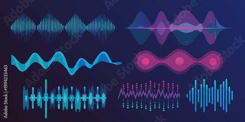Visual representation of sound waves and audio spectrum analysis