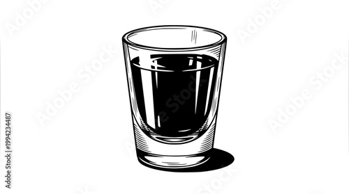 Simple black and white vector illustration of a shot glass