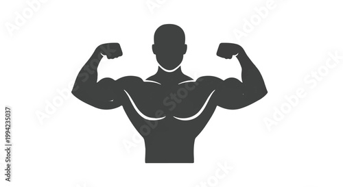 Black silhouette of a muscular man flexing his arms