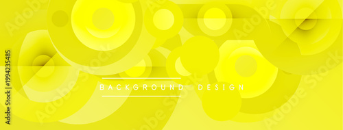 Bright yellow abstract design. Circular shapes overlap, creating dynamic visual texture. Text reads background design. Modern, vibrant aesthetic.