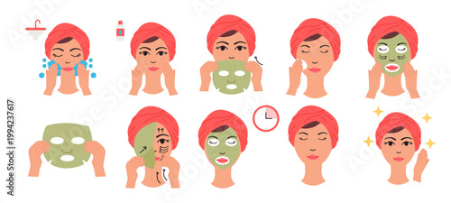 Skincare Routine Facial Treatment Beauty Mask Cleansing Steps
