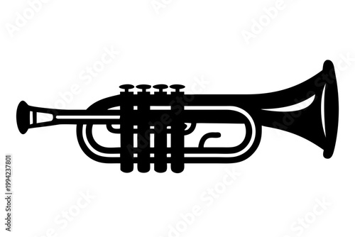 natural trumpet silhouette illustration for music instrument baroque brass performance and historical design