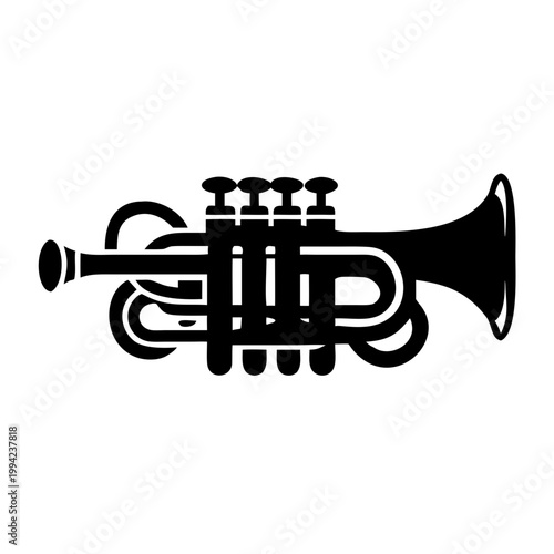 natural trumpet silhouette icon illustration for music instrument baroque brass performance and historical design