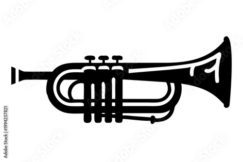 slide trumpet silhouette illustration for music instrument brass performance and classical design