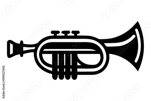 tenor horn silhouette illustration for music instrument brass band performance and orchestral design
