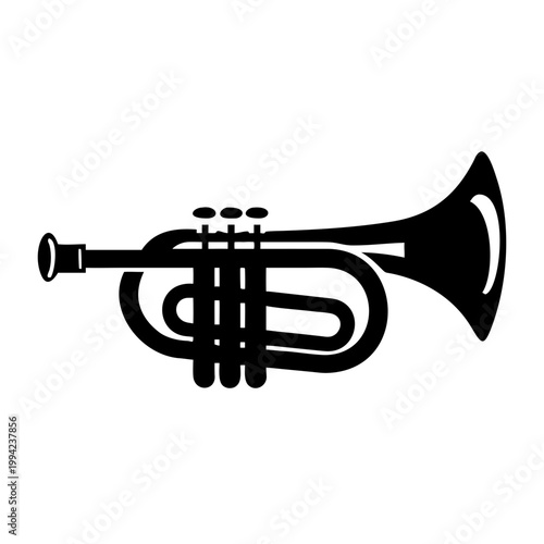 natural trumpet silhouette icon illustration for music instrument baroque brass performance and historical design
