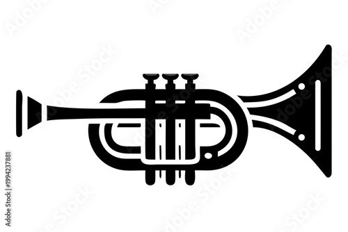 natural trumpet silhouette illustration for music instrument baroque brass performance and historical design