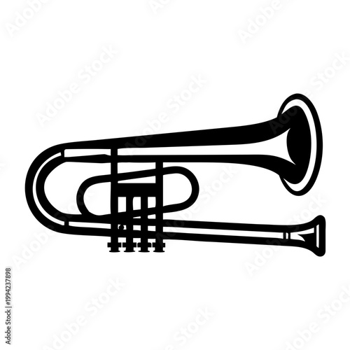 contrabass trombone silhouette icon illustration for music instrument orchestral brass performance and sound design