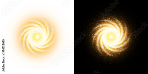 a magical energy vortex and sparkling star dust for abstract overlays.Transparent background presents this glowing golden light swirl.