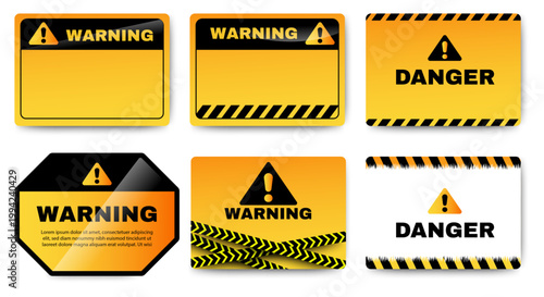 Warning alert Banners notification set icon. fraud notice alert. Malware hack attack atention banner pop up. vector