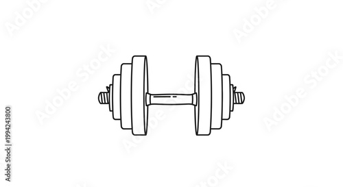 Hand Drawn Illustration of a Heavy Dumbbell for Fitness and Weightlifting