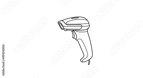 Handheld Barcode Scanner Line Art Illustration