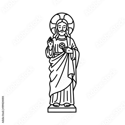 Minimalist Christian Religious Figure Line Art Vector Illustration