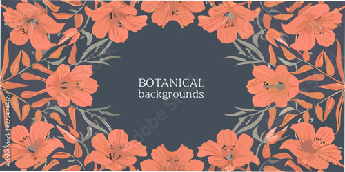 A symmetrical floral arrangement of orange lilies against a dark backdrop