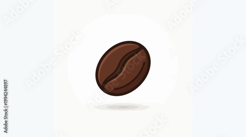 Single roasted brown coffee bean closeup.