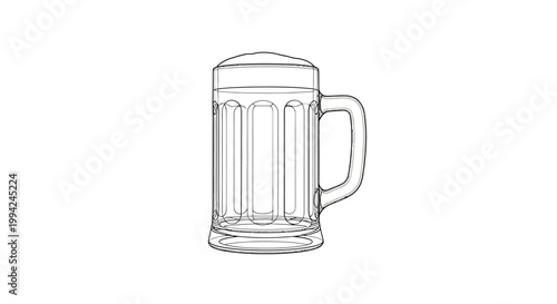 Simple Line Art Illustration of an Empty Beer Mug