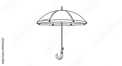 Simple Line Art Illustration of an Open Umbrella