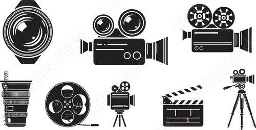 Film making equipment and movie production tools icons