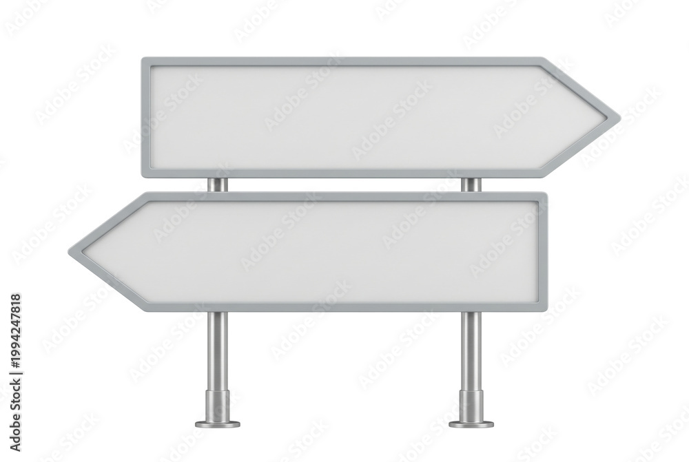 Fototapeta premium Blank metal directional sign isolated. Street wayfinding mockup.