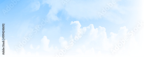 Beautiful blue sky with fluffy white clouds background. Atmospheric blue sky with clouds for nature or weather concept