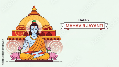 A serene monk sits cross-legged in meditation outdoors under a temple.