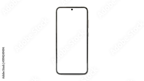 Obraz na płótnie Front view of modern smartphone with transparent screen and minimal bezel, top notch for camera and sensors, isolated on transparent background