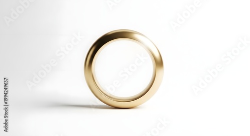 Simple, polished gold wedding ring, a symbol of commitment and eternal love, presented on a clean white background, with subtle shadow, representing