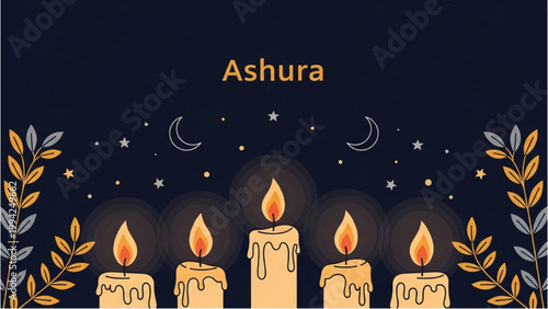 People light candles on Ashura at night with stars