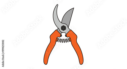 Illustration of orange handled pruning shears a gardening tool