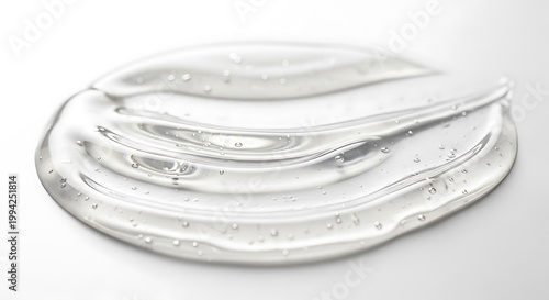 Abstract Clear Gel with Water Droplets on White Surface