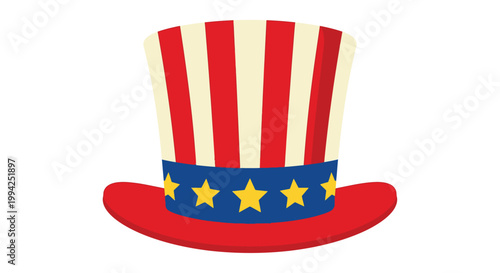Εκτύπωση καμβά Illustration of a red white and blue uncle sam hat with stars