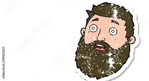 驚き顔のヒゲ男 イラスト素材