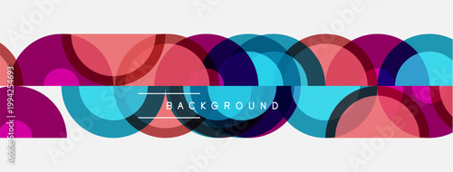 Abstract colorful overlapping circles create dynamic background. Modern design features vibrant hues, smooth gradients.