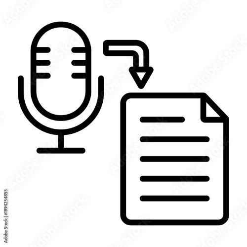 Speech to Text Icon – Voice to Text Conversion Line Icon