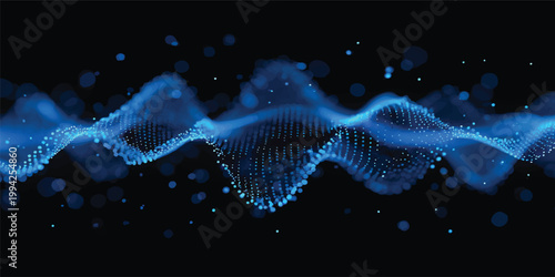 An abstract blue space background with glowing stars and flowing energy patterns creates a fractal motion design element blending technology, science, and fantasy into a powerful visualization