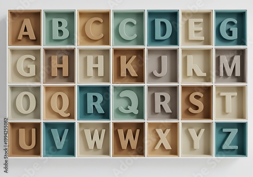 アルファベット木製収納ボックス