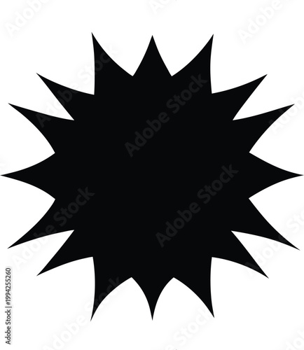 Striking solid black jagged starburst shape for dramatic emphasis and graphic design elements
