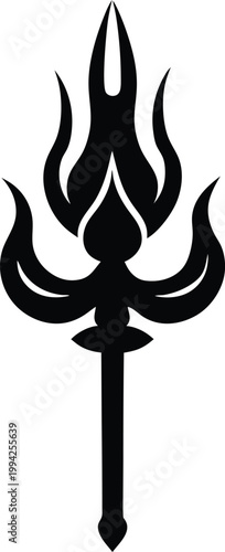 Mystic spiritual trident symbol with elegant flame inspired prongs and graceful curves