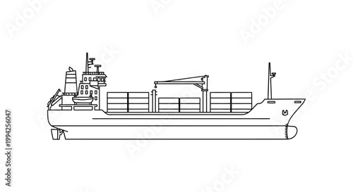 Container Ship Line Art Illustration