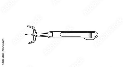 Line Art Illustration of a Garden Weeder Tool