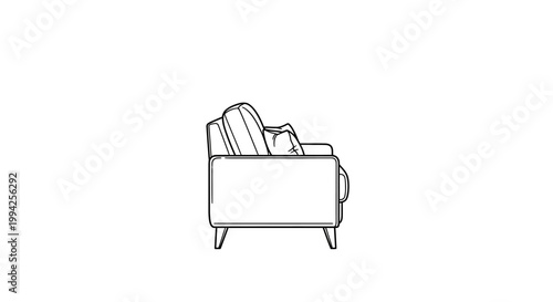 Minimalist Line Art Armchair Side View Illustration