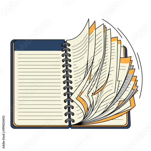 Spiral Notebook with Pages Turning and Fluttering Dynamic