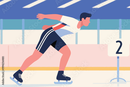 Illustration Of An Ice Skating Athlete Preparing To Take Part In A Competition Vector Design Template